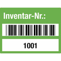 SafetyMarking Etik. Inventar-Nr. Barcode 1001 - 2000 4 x 3 cm, Dokumentenf. Version: 04 - grün