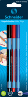Kugelschreiber Slider Edge, XB, 3er Blisterkarte (schwarz, rot, blau)