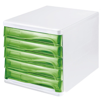 Helit H6129450 bac de rangement de bureau Plastique Vert, Blanc