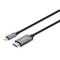 Manhattan 153591 adapter kablowy 1 m HDMI Typu A (Standard) USB Type-C Czarny, Szary