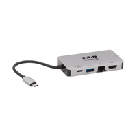 Tripp Lite U442-DOCK6-GY USB-C Dock, Dual-Display – 4K HDMI, VGA, USB 3.x (5 Gbps), USB-A/C-Nabe, GbE, 100 W PD-Aufladung