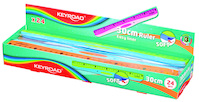 Linijka z uchwytem KEYROAD Soft, 30 cm, pakowane w display, mix kolorów