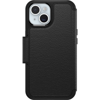OtterBox Strada - Leder Flip Case mit MagSafe - MagSafe Apple iPhone 15 Shadow - Schwarz - ProPack (ohne Verpackung - nachhaltig) - Schutzhülle