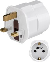 Netzadapter UK, Weiß - Schutzkontaktbuchse (Typ F, CEE 7/3) > UK 3-Pin-Stecker (Typ G, BS 8546)