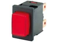 Druckschalter, 1-polig, rot, beleuchtet (rot), 10 (8) A/250 VAC, 12 (8) A/250 VA