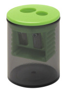 Normalansicht - Ecobra Kunststoff-Doppelspitzer, Dose rund, farblich sortiert in 4 Farben, VE 12 Stück (Abbildung Farbe grün)