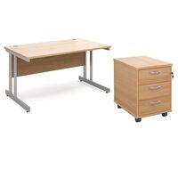 Express rectangular desk and pedestal drawer bundle