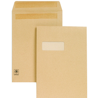 Pocket Envelope C4 Self Seal Window 130gsm Manilla (Pack 250) - M27503