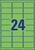 Farbige Etiketten, ablösbar, A4, 63,5 x 33,9 mm, 20 Bogen/480 Etiketten, grün