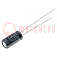 Condensator: elektrolytisch; THT; 10uF; 50VDC; Ø5x11mm; Raster: 2mm