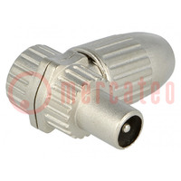 Plug; coaxial 9.5mm (IEC 169-2); male; shielded; angled 90°; 75Ω