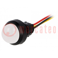 Controlelampje: LED; bol; geel/rood; 230VAC; Ø13mm; IP40; plastic