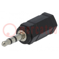 Adapter; Jack 2,5mm Buchse,Jack 3,5mm Stecker; schwarz