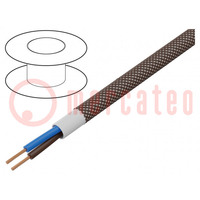 Cable; YTLY; 2x0,5mm2; redondo; cuerda; Cu; textil; marrón oscuro