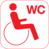Piktogramm - Rollstuhlfahrer, WC, Rot, 10 x 10 cm, PVC-Folie, Selbstklebend