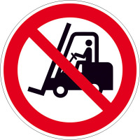 Verbotsschild - Verbotszeichen Für Flurförderzeuge verboten Alu, Größe: 20,0 cm DIN EN ISO 7010 P006 ASR A1.3 P006