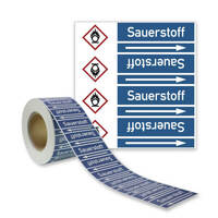 SafetyMarking Rohrleitungsband, Sauerstoff, Gruppe 0, blau, DIN 2403, Länge 33m