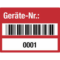 SafetyMarking Etik. Geräte-Nr. Barcode und 0001 - 1000 4 x 3 cm Schachbrettfolie Version: 03 - rot