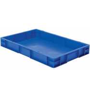 Transport-Stapelkasten B600xT400xH75 mm blau, geschlossen ohne Griffloch