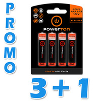 Bateria alkaliczna, AAA (LR03), AAA, 1.5V, Powerton, blistr, 4-pack, zestaw promo 3+1 Gratis