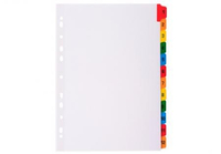 EXACOMPTA - REF 1112E - MYLAR PRINTED INDICES - FOR USE WITHA4 DOCUMENTS, PRE-PUNCHED, 160GSM WHITE CARD WITH REINFORCED PLASTIC
