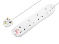 Extension Lead 240V 4-Gang 13A White Surge Protected 2m