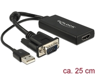 Delock Adapter VGA + Audio zu HDMI mit Kabel schwarz