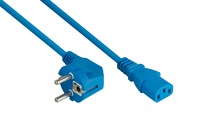 kabelmeister® Netzkabel Schutzkontakt-Stecker Typ E+F (90° gew.) an Kaltgeräte-Buchse C13, blau, 0,7