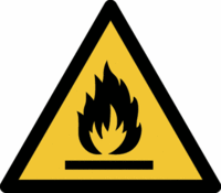 Minipiktogramme - Warnung vor feuergefährlichen Stoffen, Gelb/Schwarz, 2.5 cm