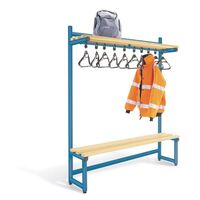 Probe round tube cloakroom bench unit with hanging rail - double sided