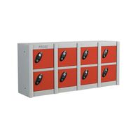 Probe locker for personal effects with 8 compartments and red doors