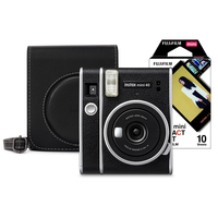 Instax Mini 40 Instant Camera with 10 Shot Contact Sheet Deco Film and Case Bla
