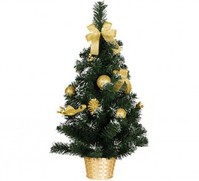 Árbol de Navidad Decorado Oro Nevado de 60 cm con Maceta T.Única