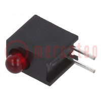 LED; dans un boîtier; rouge; 3mm; Nb.de diodes: 1; 10mA; 60°; 3,4mcd