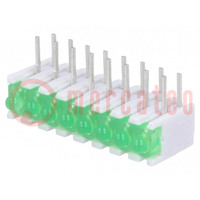 LED; in housing; green; No.of diodes: 8; 20mA; Lens: diffused,green