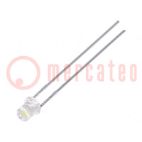 LED; 3mm; bianco freddo; 780÷1300mcd; 100°; Frontale: piatte