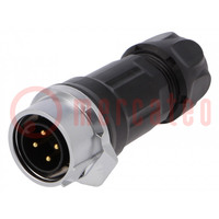 Plug; Connector: circular; MRD; PIN: 4; gold flash; 10A; soldering