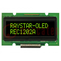Display: OLED; alfanumerico; 12x2; Dim: 55,7x32x11mm; verde; PIN: 15