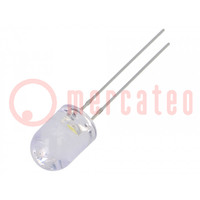 LED; 8mm; fehér meleg; 14400÷18000mcd; 30°; Front: domború