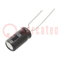 Condensator: elektrolytisch; THT; 220uF; 35VDC; Ø8x15mm; ±20%