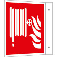 Brandschutzschild, Fahne, langnachleuchtend, Kunststoff, Löschschlauch, 20 x 20 DIN EN ISO 7010 F002 ASR A1.3 F002