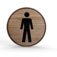 Tello Wood Holz-Türschild rund Material: Eiche Furnier, selbstklebend, Ø 10,0 cm, Farbe: Eiche, Motiv: Schwarz Version: 02 - Herren