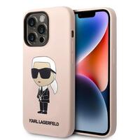 1_Karl Lagerfeld Silikon Ikonik MagSafe Hülle für iPhone 14 Pro Max – Rosa