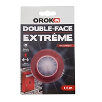 OROK - RUBAN ADHÉSIF DOUBLE FACE, BRICOLAGE - RUBAN ADHÉSIF DOUBLE FACE EXTÉRIEUR EXTRA FORT 1,5M X 19MM - RUBAN ADHÉSIF DOUBLE