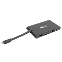 Tripp Lite U442-DOCK3-B Estación de Conexión USB C - 4K HDMI, VGA, USB 3.2 Gen 1, Hub USB A y USB C, GbE, Tarjeta de Memoria, Carga PD de 100W, Negro