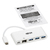Tripp Lite U460-003-3AG-C 3-Port USB-C Hub - USB 3.x (5Gpbs) Hub Ports, Gigabit Ethernet, 60W PD Charging, White
