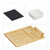 Relaxdays Käsebrett mit Schieferplatte, 3-tlg. Käsebesteck, Dipschale, 4x Serviergabel, Bambus Käseplatte, natur/schwarz