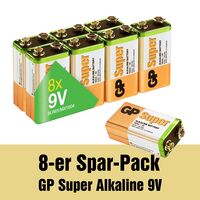 GP 9V-Block Batterien (6LR61/1604D) 8er Pack 1604A