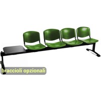 Panca 4 posti attesa Unisit Dado D54PT con tavolino - rivestimento Eco verde - D54PT/EV