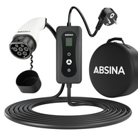 Absina Ladekabel für Elektroautos SchuKo-Stecker auf Typ 2 umschaltbar 1,8 - 3,